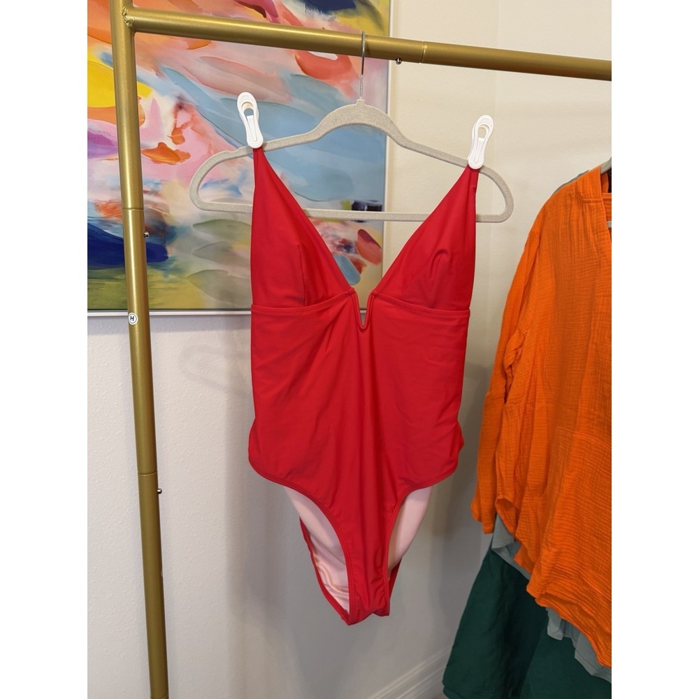 One Piece Women's Red Large Veck Swimsuit